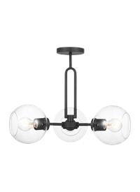 Three Light Semi-Flush Convertible Pendant